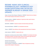 REGINS  NU641 ADV CLINICAL PHARMACOLOGY: DERMATOLOGY EXAM QUESTIONS AND DETAILED ANSWER ALREADY A GRADE 2024 UPDATE.