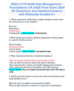 wgu c175-d426 data management foundations oa d426 final exam 2024 all questions and  correct detailed answers with rationale