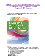 TEST BANK For Psychiatric Mental Health Nursing,  9th Edition by Sheila L. Videbeck | Verified  Chapter's 1 - 24 | Complete