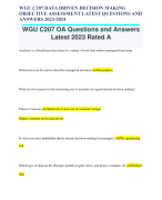 WGU C207 DATA DRIVEN DECISION MAKING OBJECTIVE ASSESSMENT LATEST QUESTIONS AND ANSWERS 2023-2024