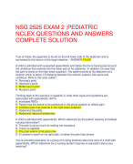 NSG 2525 EXAM 2 ;PEDIATRIC NCLEX QUESTIONS AND ANSWERS COMPLETE SOLUTION 