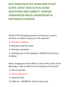 RHS EXAM,PRACTICE EXAM AND STUDY GUIDE LATEST 2024 ACTUAL EXAM QUESTIONS AND CORRECT VERIFIED ANSWERS(DETAILED ANSWERS)WITH RATIONALES|AGRADE 
