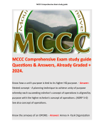 MCCC Comprehensive Exam study guide Questions & Answers, Already Graded + 2024. 