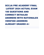 SCCJA PRE ACADEMY FINAL LATEST 2024 ACTUAL EXAM 100 QUESTIONS AND CORRECT DETAILED ANSWERS WITH RATIONALES VERIFIED ANSWERS ALREADY GRADED A+