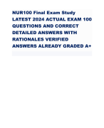 NUR100 Final Exam Study LATEST 2024 ACTUAL EXAM 100 QUESTIONS AND CORRECT DETAILED ANSWERS WITH RATIONALES VERIFIED ANSWERS ALREADY GRADED A+