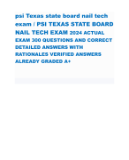 psi Texas state board nail tech exam / PSI TEXAS STATE BOARD NAIL TECH EXAM 2024 ACTUAL EXAM 300 QUESTIONS AND CORRECT DETAILED ANSWERS WITH RATIONALES VERIFIED ANSWERS ALREADY GRADED A+