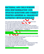 MATERNAL AND CHILD NURSING 2024 NEW GENERATION 100% UPDATED QUESTIONS AND CORRECT VERIFIED ANSWERS A+ GRADED BY EXPERTS!!! WITH RATIONALE!!!