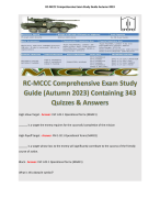 RC-MCCC Comprehensive Exam Study Guide (Autumn 2023) Containing 343 Quizzes & Answers