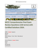 MCCC Comprehensive Final Exam Review Questions (136 terms) with Certified Solutions 2024. 