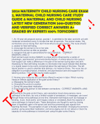 2024 MATERNITY CHILD NURSING CARE EXAM 2, MATERNAL CHILD NURSING CARE STUDY GUIDE & MATERNAL AND CHILD NURSING LATEST NEW GENERATION 500+QUESTIOS AND VERIFIED CORRECT ANSWERS A+ GRADED BY EXPERTS 100% TOPSCORE!!!