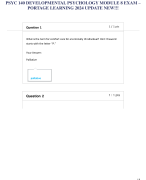 PSYC 140 DEVELOPMENTAL PSYCHOLOGY MODULE 8 EXAM – PORTAGE LEARNING 2024 UPDATE NEW!!!