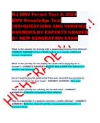NJ DMV Permit Test & 2024 DMV Knowledge Test 300+QUESTIONS AND VERIFIED ANSWERS BY EXPERTS GRADED A+ NEW GENERATION EXAM