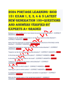 2024 Portage Learning- BIOD 151 Exam 1, 2, 3, 4 & 5 LATEST NEW GENERATION 100+QUESTIONS AND ANSWERS VERIFIED BY EXPERTS A+ GRADED