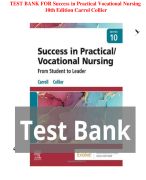 Test bank for success in practical vocational nursing 10th edition carrol collier  latest update 2023-2024