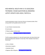 HESI MENTAL HEALTH RN V1-V3 2023/2024 TESTBANK 2 EXAM QUESTIONS & ANSWERS/ LATEST UPDATE 2023-2024 / RATED A+