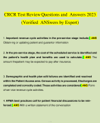 CRCR Test Review Questions and Answers Latest 2023