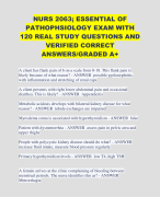 NURS 2063; ESSENTIAL OF PATHOPHSIOLOGY EXAM WITH 120 REAL STUDY QUESTIONS AND VERIFIED CORRECT ANSWERS/GRADED A+