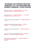ADVANCED LIFE SUPPORT PRACTICE EXAM 2024 | ALL 120 QUESTIONS AND CORRECT ANSWERS | LATEST EDITION