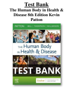 Test Bank For The Human Body in Health & Disease 8th Edition Kevin Patton All Chapters (1-25) | A+ ULTIMATE GUIDE