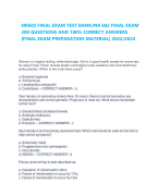 NR602 FINAL EXAM TEST BANK/NR 602 FINAL EXAM 200 QUESTIONS AND 100% CORRECT ANSWERS |FINAL EXAM PREPARATION MATERIAL| 2022/2024   Woman c/o vaginal itching, white discharge. She is in good health except for recent abx for strep throat. Pelvic reveals tend