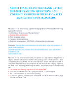 NREMT FINAL EXAM TEST BANK LATEST 2023-2024 EXAM 370+ QUESTIONS AND  CORRECT ANSWERS WITH RATIONALES 2024 LATEST UPDATE|AGRADE     Question 1: You are assessing a patient for hypoperfusion. Which of the following  signs and symptoms	  would indicate the p