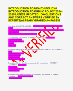 INTRODUCTION TO HEALTH POLICY& INTRODUCTION TO PUBLIC POLICY 2024-2025 LATEST UPDATED 100+QUESTIONS AND CORRECT ANSWERS VERIFIED BY EXPERTS|ALREADY GRADED A+ PASS!!!