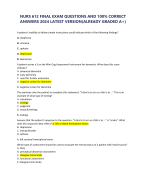 NURS 612 FINAL EXAM QUESTIONS AND 100% CORRECT ANSWERS 2024 LATEST VERSION(ALREADY GRADED A+)  A patient's inability to follow simple instructions could indicate which of the following findings? 