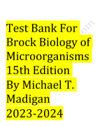 Test bank brock biology of microorganisms 15th edition madigan Latest update 2023-2024