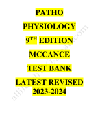 Test bank pathophysiology 9th edition mccance Latest update 2023-2024