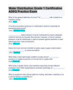 Water Distribution Grade 1 Certification ADEQ Practice Exam: 100% Verified Questions & Answers: Latest Updated