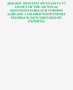 2024-2025 HESI EXIT RN EXAM V1-V7 110 OUT OF THE 160 TOTAL QUESTIONS FOR EACH VERSION ALREADY A GRADED WITH EXPERT FEEDBACK |NEW!!