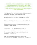 UTAH MASTER ESTHETICIAN WRITTEN EXAM 350 QUESTIONS AND CORRECT DETAILED ANSWERS TOP RATED VERSION FOR 2024-2025 ALREADY A GRADED|BRAND NEW!