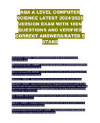AQA A LEVEL COMPUTER  SCIENCE LATEST 2024/2025  VERSION EXAM WITH 180N QUESTIONS AND VERIFIED  CORRECT ANSWERS/RATED 5  STARS