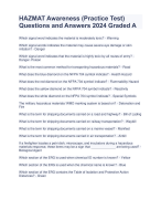 HAZMAT Awareness (Practice Test) Questions and Answers 2024 Graded A