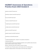 HAZMAT Awareness & Operations Practice Exam 2024 Graded A