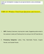 USPS 421 WINDOW CLERK EXAM QUESTIONS AND ANSWERS (2024) 