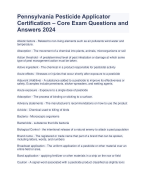 Pennsylvania Pesticide Applicator Certification – Core Exam Questions and Answers 2024 