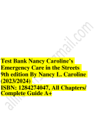 Test bank nancy caroline's emergency care in the streets 9th edition by nancy l. caroline Latest