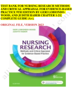 Test bank nursing research methods and critical appraisal for evidence based practice 9th edition 
