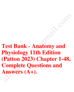 Test bank anatomy and physiology 11th edition patton 2023 chapter 1_48 complete questions