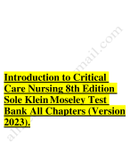 Test bank introduction to critical care nursing 8th edition sole klein moseley all  chapters