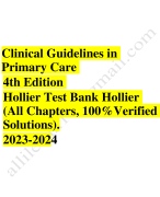Test bank clinical guidelines in primary care 4th edition hollier's Latest Update 2023-2024