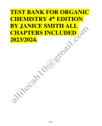 Test bank of organic chemistry 4th editin by janice smith Latest Update 2023-2024