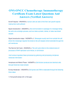 ONS-ONCC Chemotherapy Immunotherapy Certificate Exam Latest Questions And Answers (Verified Answers