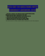 HESI Mental Health RN Questions and  correct Answers from V1-V3 Test  Banks and Actual Exam