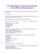 TCI (Therapeutic Crisis Intervention) Exam With verified answers