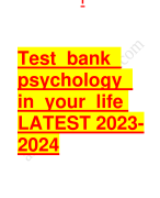 Test bank psychology in your life 2023 Updated 