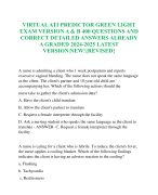 VIRTUAL ATI PREDICTOR GREEN LIGHT EXAM VERSION A & B 400 QUESTIONS AND CORRECT DETAILED ANSWERS ALREADY A GRADED 2024-2025 LATEST VERSION|NEW!