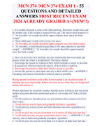 MCN 374 / MCN 374 EXAM 1 - 55  QUESTIONS AND DETAILED  ANSWERS MOST RECENT EXAM  2024 ALREADY GRADED A+(NEW!!)