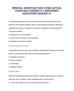 MEDICAL ASSISTANT NHA CCMA ACTUAL EXAM 2024 CORRECTLY ANSWERED QUESTIONS GRADED A.
